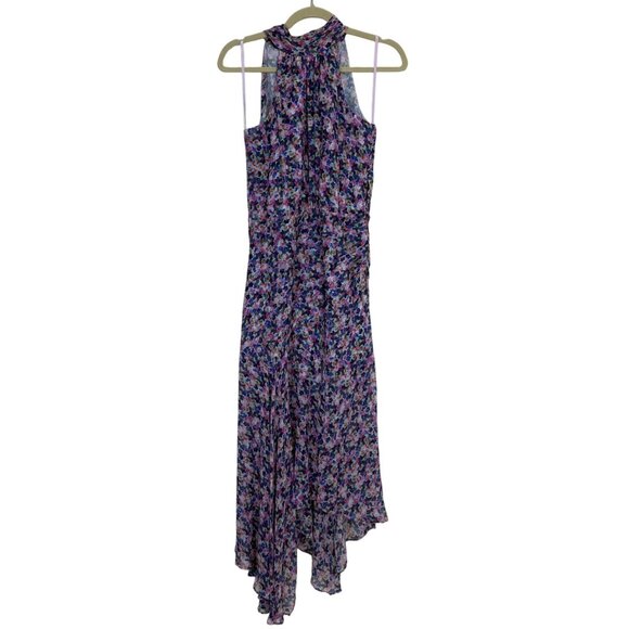 Veronica Beard Floral Silk Leia Dress Halter Asymmetrical Pink Blue Women Size 4 - Picture 11 of 12